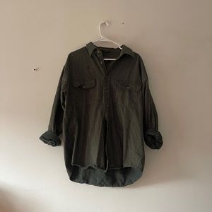 Vintage Club Room green and gold striped button down